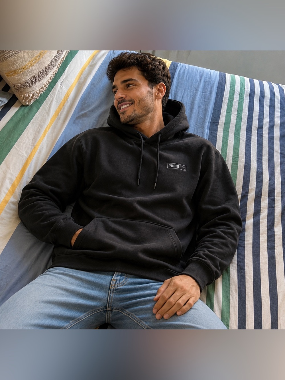 Puma Men's Black Pullover Hoodie with Logo